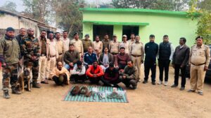 IMG-20251218-WA0627-300x169 भैसामुंडा-रेवटी जंगल में बाघ की हत्या का खुलासा, महिला सरपंच समेत 6 आरोपी गिरफ्तार